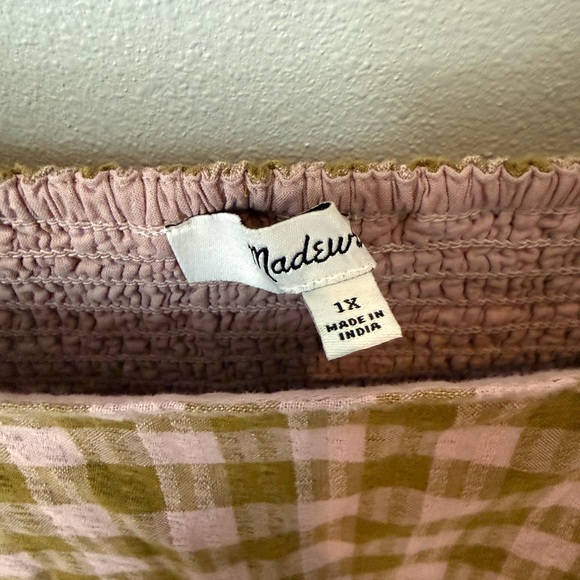 Madewell Checkered Brown and Cream Midi Dress - Picture 2 of 3